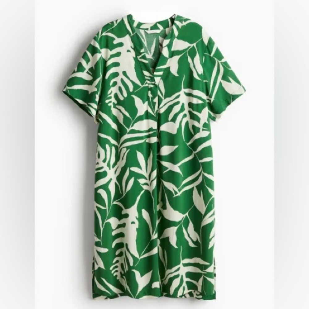 H&M Viscose tunic dress Green Pattern Resort